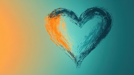 Aufkleber - Elegant heart silhouette in pencil with vibrant background blending warm and cool tones