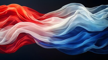 Leinwandbilder - Elegant and Captivating Abstract Flag Design with Soft Silk Like Texture in a Gentle Waving Motion Featuring Soothing Red White and Blue Hues for a Serene Atmospheric Visual Experience