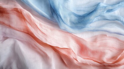 Poster - Elegant fabric strokes in soft hues create a gentle flow with torn edges revealing delicate textures