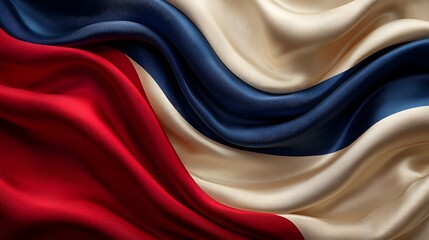 Aufkleber - Vibrant red white and blue abstract flag design with a silk texture gently flowing in an elegant and dynamic background  The flag appears to be billowing and rippling