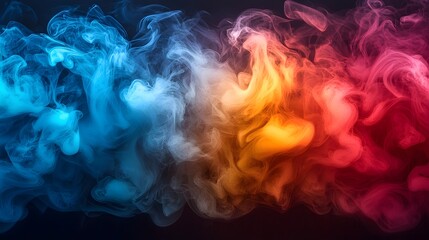 Aufkleber - Dramatic and Moody Atmospheric Abstract Background Featuring Colorful Swirling Smoke and Fog in Bold Red Orange Yellow and Blue Hues