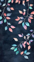 Aufkleber - Branches with iridescent leaves creating a captivating display against a dark backdrop
