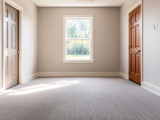 Poster - Empty office room with natural light illuminating carpet