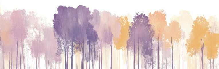Poster - Silhouette of a forest with muted colors at dawn highlighting nature's tranquil beauty