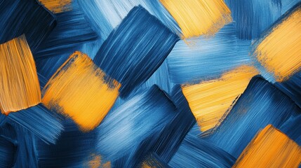 Aufkleber - Abstract blue and yellow pencil strokes create a textured canvas with dynamic patches and bold contrasts
