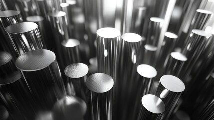 Polished Metal Cylinders Abstract Background