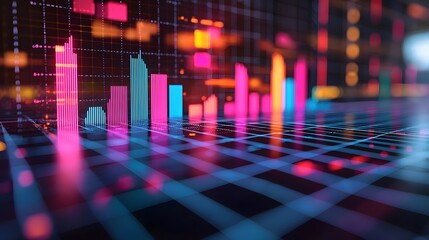 Fototapete - Vibrant Data Visualization with Dynamic Geometric Shapes and Colorful Charts for Professional Presentations Infographics and Digital Displays