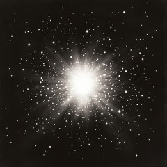 Poster - Bright central stars illuminate a star cluster in deep space, showcasing celestial beauty and cosmic wonder