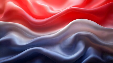 Leinwandbilder - Soft and elegant abstract flag with a silk texture highlighted in red white and blue tones gently waving in the wind  A captivating and serene patriotic design with a modern fluid