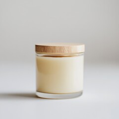 Aufkleber - Soft glow of a candle in a glass jar creating a warm ambiance in a cozy setting