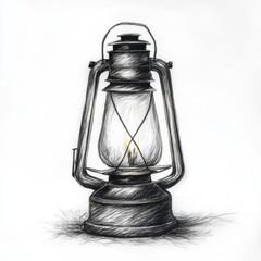 Aufkleber - Rustic lantern with flickering flame adds warmth to a cozy evening in a charming old cabin setting