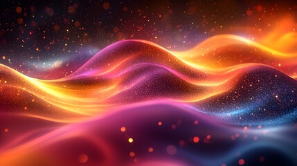 Fototapete - Mesmerizing motion of luminous colorful glowing stripes in a dynamic gradient flow across a blurred abstract background with a captivating ethereal atmosphere