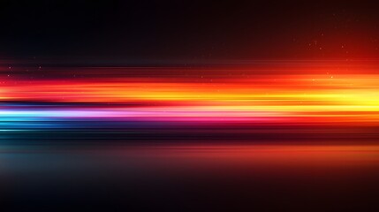 Leinwandbilder - Mesmerizing Colorful Horizontal Glow on Dark Gradient Abstract Background  Soft blurred abstract with vibrant glowing stripes in a dynamic contemporary and visually stunning digital design