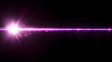 Fototapete - Striking purple laser beam with glowing light rays and a captivating flare effect set against a deep dark background creating a powerful futuristic and visually stunning scene