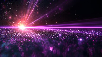 Leinwandbilder - Captivating cosmic laser beams illuminating the dark void with vibrant ethereal effects creating a mesmerizing and visually striking digital art composition