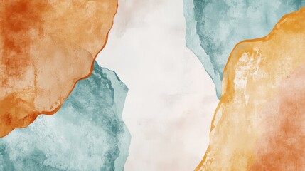 Aufkleber - Smooth pencil strokes create a warm contrast with amber and cool tones in a modern abstract design