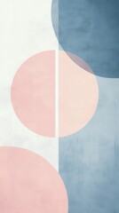 Poster - Minimalist abstract design featuring pale blue and soft tones creates a serene visual experience with circular shapes