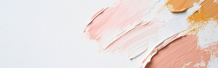 Poster - Elegant white canvas adorned with strokes of pastel colors and a single pencil on a minimalist workspace