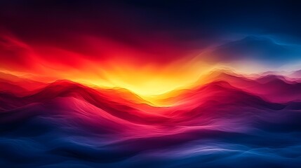 Aufkleber - Vivid and dynamic gradient landscape background in dark blue red and yellow tones enhanced with a smooth blur effect to create a captivating and immersive visual composition