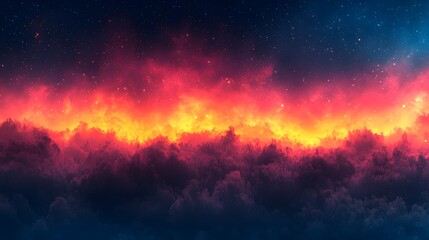 Fototapete - Captivating abstract design featuring a gradient background with a smooth blurred effect and a striking combination of dark blue vibrant red and warm yellow tones creating a dreamlike atmospheric