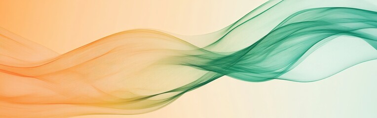 Aufkleber - Flowing abstract lines of pencil strokes in green and orange hues creating a dynamic visual effect