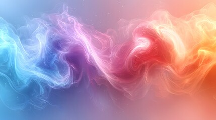 Poster - Soft and Dreamy Gradient Banner with Swirling Pastel Hues of Blue Pink and Orange for Elegant Digital Design Branding or Website Backgrounds