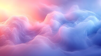 Poster - Mesmerizing abstract pastel gradient banner featuring a soft blend of light blue and pink hues merging into a subtle rainbow palette