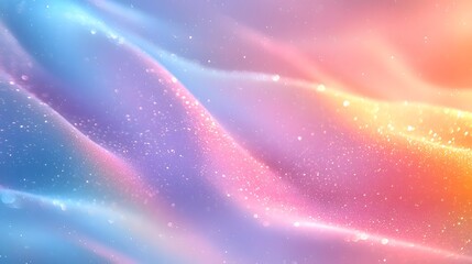 Poster - Elegant pastel gradient banner with soft light blue and pink tones complemented by a vibrant rainbow gradient and blurred transitions creating a captivating and mesmerizing digital with a dreamy