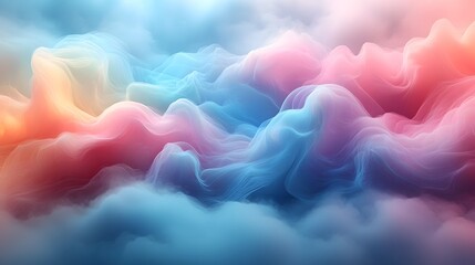 Fototapete - Dreamy Pastel Gradient Banner with Soft Blended Hues of Blue Pink and Rainbow Colors Featuring an Ethereal Blur Effect for a Calming Serene and Whimsical Atmosphere