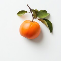 Poster - Fresh persimmon with smooth orange skin resting on a white surface against a simple background
