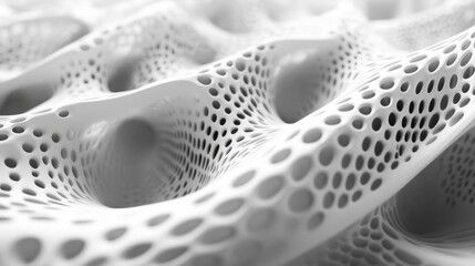 Abstract White Perforated Wavy Surface Design