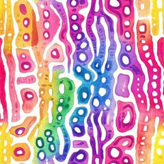 Aufkleber - Colorful doodle patterns created with watercolor techniques showcase vibrant and playful designs for creative inspiration