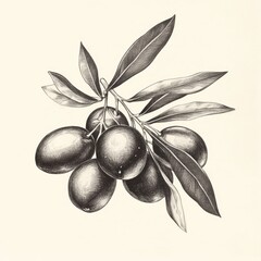 Poster - Handful of olives with leaves showcasing Mediterranean harvest at dusk in a rustic setting