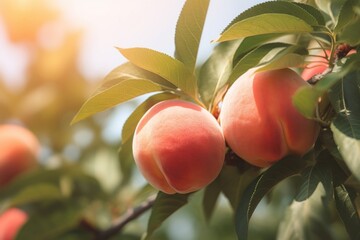 Poster - Peach outdoors plant fruit