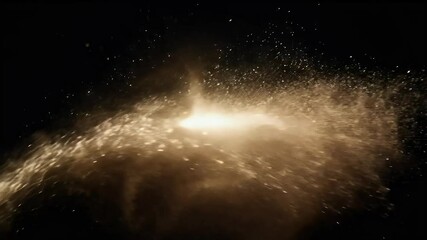Wall Mural - mesmerizing display of floating dust particles dynamically colliding and dispersing in a dark environment enhanced by soft bokeh light effects for added depth