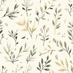 Aufkleber - Calming watercolor doodles featuring various leafy plants and subtle tones for a peaceful ambiance
