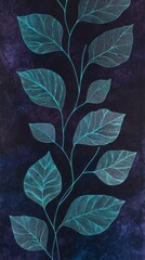 Poster - Striking black leaves with glowing turquoise veins create a mesmerizing visual contrast in a captivating botanical design