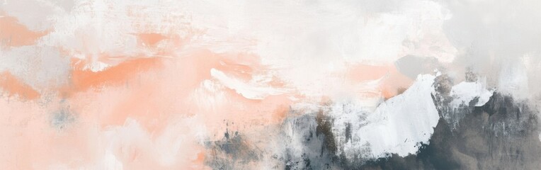 Aufkleber - Soft pastel peach and gray chaotic abstract art creates a soothing yet dynamic atmosphere in a modern setting