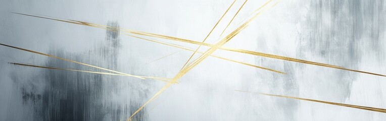 Poster - Elegant abstract artwork featuring soft gray pencil strokes and striking golden accents in a contemporary setting