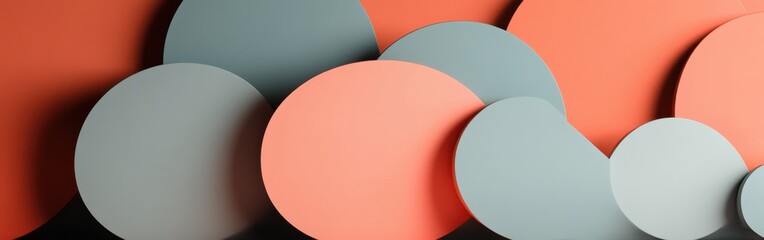 Aufkleber - Muted coral and gray arcs create a harmonious display of color and shape in a modern art setting