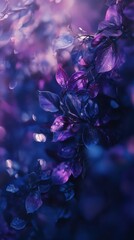 Poster - Rich violet and deep indigo foliage creating a serene and vibrant backdrop in a natural setting at twilight