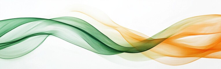 Poster - Abstract white background featuring bold green and orange flowing lines creating a harmonious composition