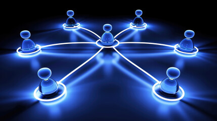 Poster - digital network connection with glowing nodes and lines representing communication