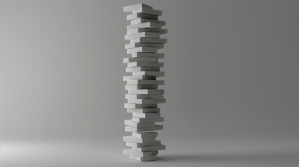 Poster - Stacked white books create minimalist and modern aesthetic, showcasing simplicity and elegance in design. This arrangement emphasizes balance and structure in serene environment