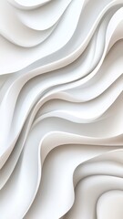 Poster - Smooth white geometric waves flowing and creating an elegant, abstract pattern, ideal for backgrounds and design projects. Vertical format