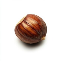 Poster - Roasted hazelnut with a shiny brown exterior captured on a clean surface highlighting its texture and color