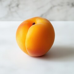 Poster - Smooth orange apricot resting on a clean surface with soft natural lighting highlighting its texture