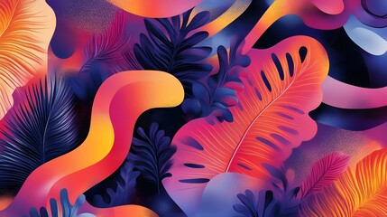 Poster - vibrant abstract background with smooth flowing patterns bold gradients and playful organic shapes i
