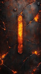Poster - Rusty metal texture with glowing amber elements creating a striking visual contrast
