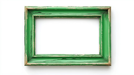 Wall Mural - green wooden   frame isolated on white background  , picture frame , mirror frame 